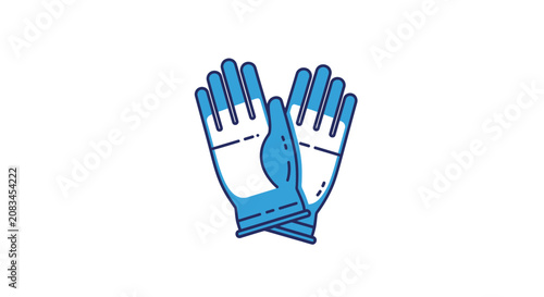Pair Of Protective Gloves Illustration on Blue and White Background Digital Design