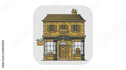 Tableau sur toile Two Story Yellow Brick House Building.