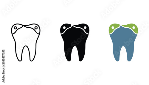 Canvastavla Human molar tooth icon with dental overlay or crown treatment representation in
