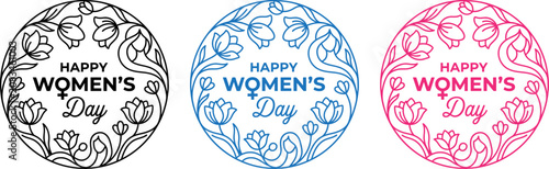 Happy women's day celebration logos with floral designs