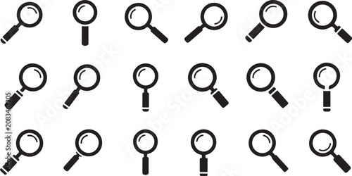 Foto Magnifying Glass Icons, Black and White Vector Graphics, Search Symbols