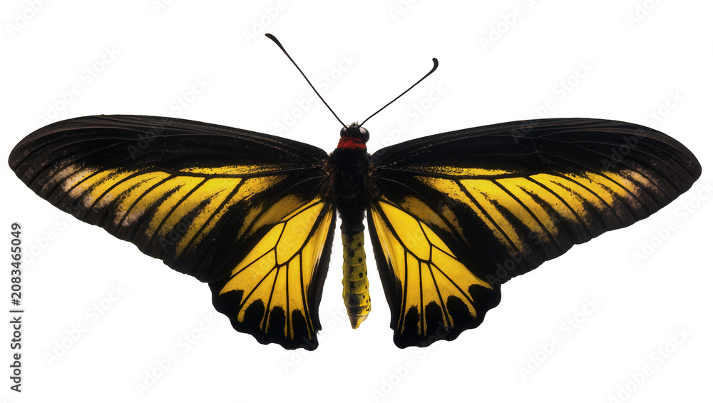 Obraz premium Golden birdwing butterfly with black and yellow wings