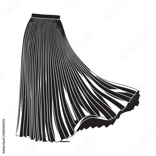 Photos Pleated maxi skirt vector illustration with flowing fabric and long flared hem f