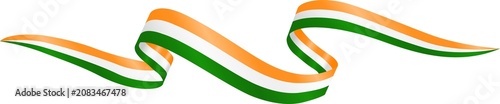 Orange White and Green India Flag Wavy Ribbon Corner Border Illustration
