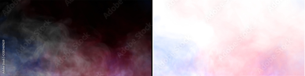 Fototapeta premium Abstract ethereal smoke or colorful fog floating isolated on transparent background for creative digital graphic design. 4th July Independence Day Graphics
