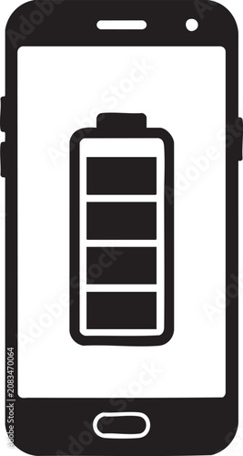 Mobile Battery Status Icon Vector Smartphone Power Level Symbol