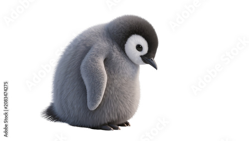 Photos Fluffy baby emperor penguin chick with grey downy feathers