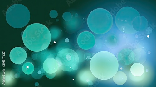 Vibrant teal and blue spheres, soft focus, luminous, abstract, bokeh effect