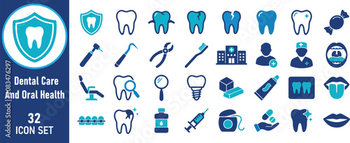 Foto Dental Care and Oral Health Icons Set - Dentistry Medical Vector Collection
