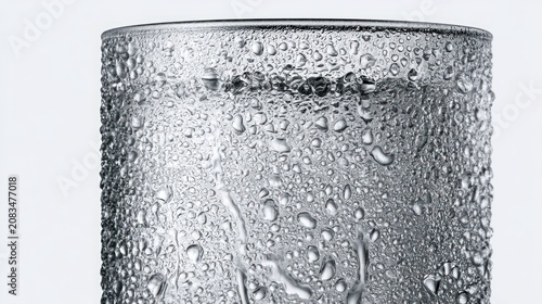 Close-up of a glass with condensation droplets and streaks