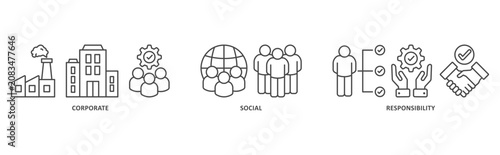 Fotografie CRS banner web icon illustration with icon of corporate, social, responsibility