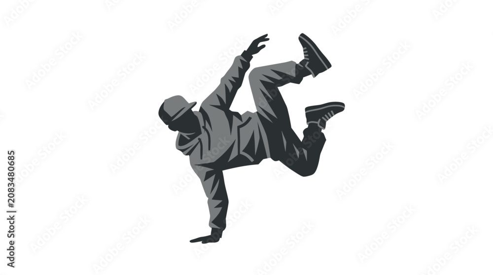 Obraz premium Man in suit doing breakdancing move.