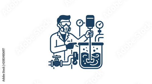 Foto Man in lab coat working science.