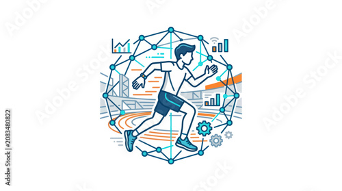 Tableau sur toile Man Running in Athletic Wear Outdoors.