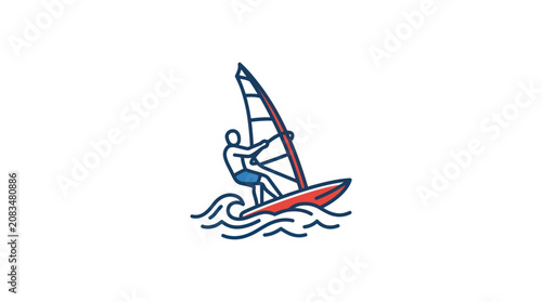 Photography Man surfing on a sailboard ocean.