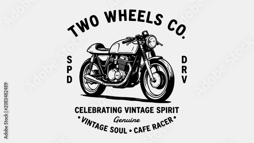 Quadro su tela Classic Custom Cafe Racer Motorcycle Illustration with Vintage Typography Design