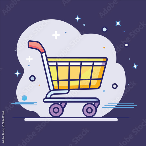 Shopping Cart Icon Cute Flat Line