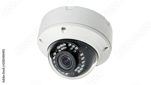 Canvastavla Modern white smart dome security camera surveillance device isolated on a transp