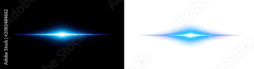 Fotografie Abstract blue light streak effect isolated on transparent background luminous ho