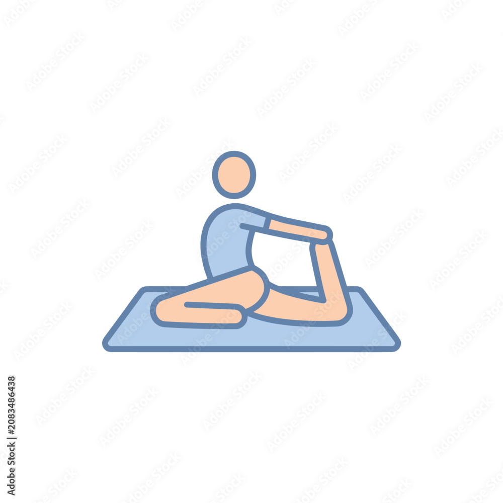 Fototapeta premium Person practicing yoga on a mat in a king pigeon pose.