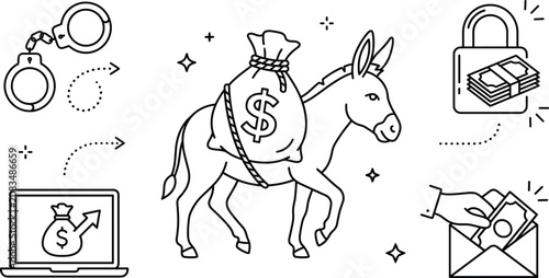 Photos Money mule concept vector illustration showing financial crime money laundering