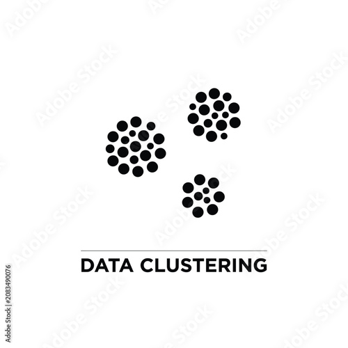 Fotografi Three circular dot clusters on a white background a simple silhouette graphic fo