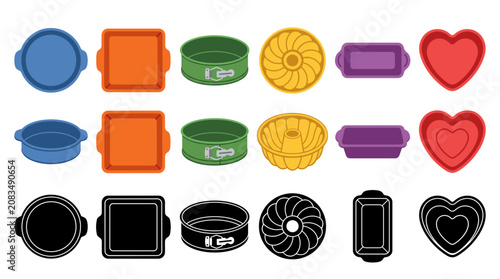 Photos Professional vector collection featuring different cake pan designs, round cake