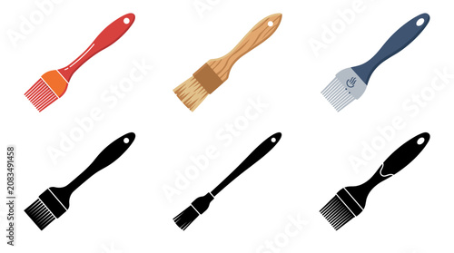 Obraz na plátně Professional vector collection featuring different basting brush designs, silico