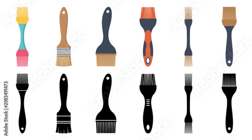 Vászonkép Professional vector collection featuring different basting brush designs, silico