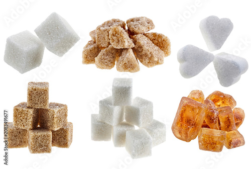 Картината върху платно Assorted Varieties and Shapes of White and Brown Sugar