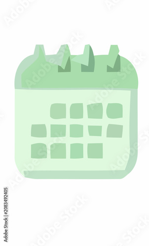 A light green desk calendar with a flip-up top, showing a grid of squares representing days of the month, perfect for organizational and planning purposes