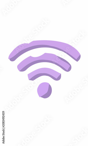 Purple 3D Wi-Fi Wireless Internet Connection Symbol Isolated on White Background for Digital Connectivity Concepts