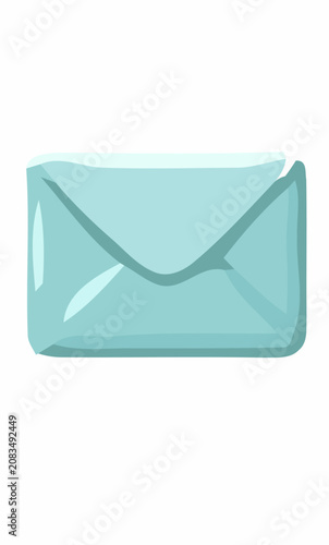 Stylized light blue envelope icon vector illustration representing email message, communication, or mail delivery on a clean white background