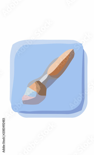 Minimalist Digital Art Brush Icon Featuring Stylized Artistic Painting Tool for Creative Design Software Interfaces