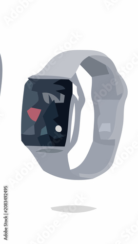 Minimalist smartwatch vector illustration showing fitness and health tracker on screen