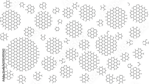 Gray honeycomb pattern background with geometric shapes