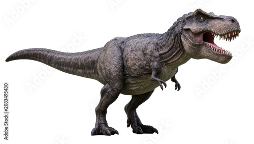 Foto Tyrannosaurus Rex dinosaur roaring with mouth open