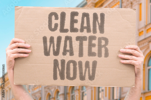 Obraz na plátně "Clean water now" Urgent action needed for safe drinking