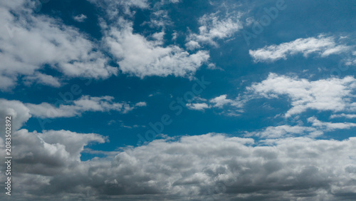 Photography Sunny background, blue sky with white cumulus clouds