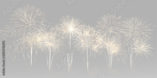 Bild auf Leinwand golden fireworks celebration with multiple pyrotechnic explosions sparkling burs