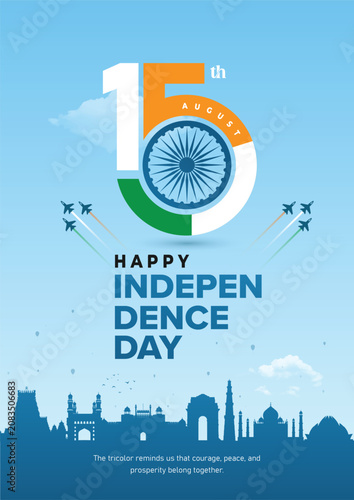 15th August  India Independence Day Celebration Poster Design Template