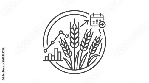 Wheat plant with business graph.