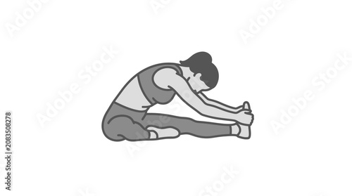 Canvastavla Woman doing seated forward bend exercise.