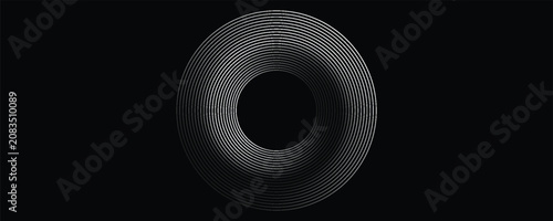 Create a bold look with a centric circle background featuring vector graphics of sound waves.