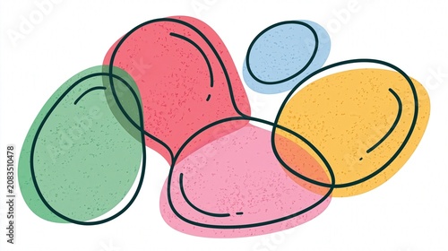 Abstract overlapping circles and shapes with textured grain effect in pastel colors abstract overlapping textured minimalist composition
