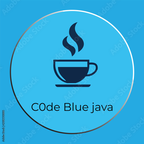 Code Blue Java Coffee Shop Minimalist Logo Vector