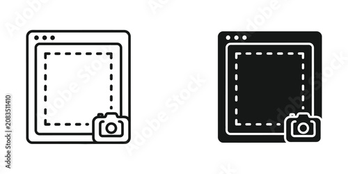 Quadro su tela Screenshot capture tool set featuring outline and solid black styles for softwar