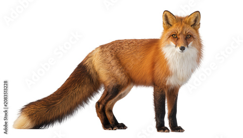 Fotografie Red fox standing profile view with bushy tail