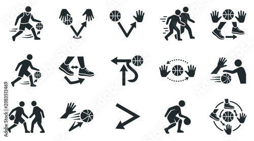 Foto Black silhouette sports icons set.