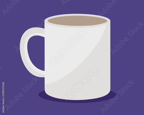 Plain white ceramic mug, slightly wider at the isolated on blue background
